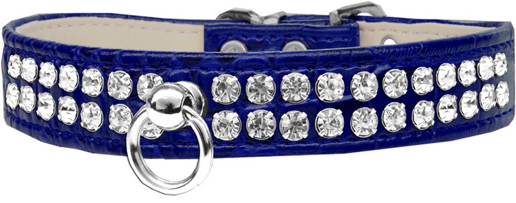 Style #72 Rhinestone Designer Croc Dog Collar Blue Size 24